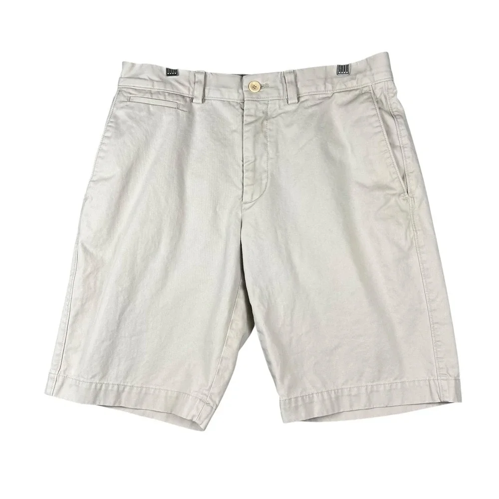 Banana Republic Khaki Chino Shorts Mens 32 Cotton Twill Flat Front Casual Summer